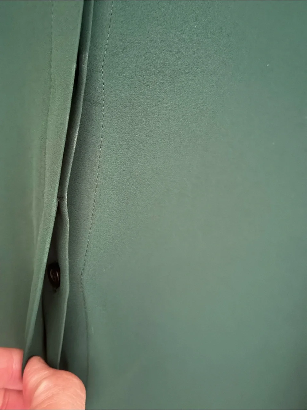 🌲 CeCe Women's 3/4 Sleeve Button Down Dark Forest Green Collar Blouse - Size L - Picture 7 of 12